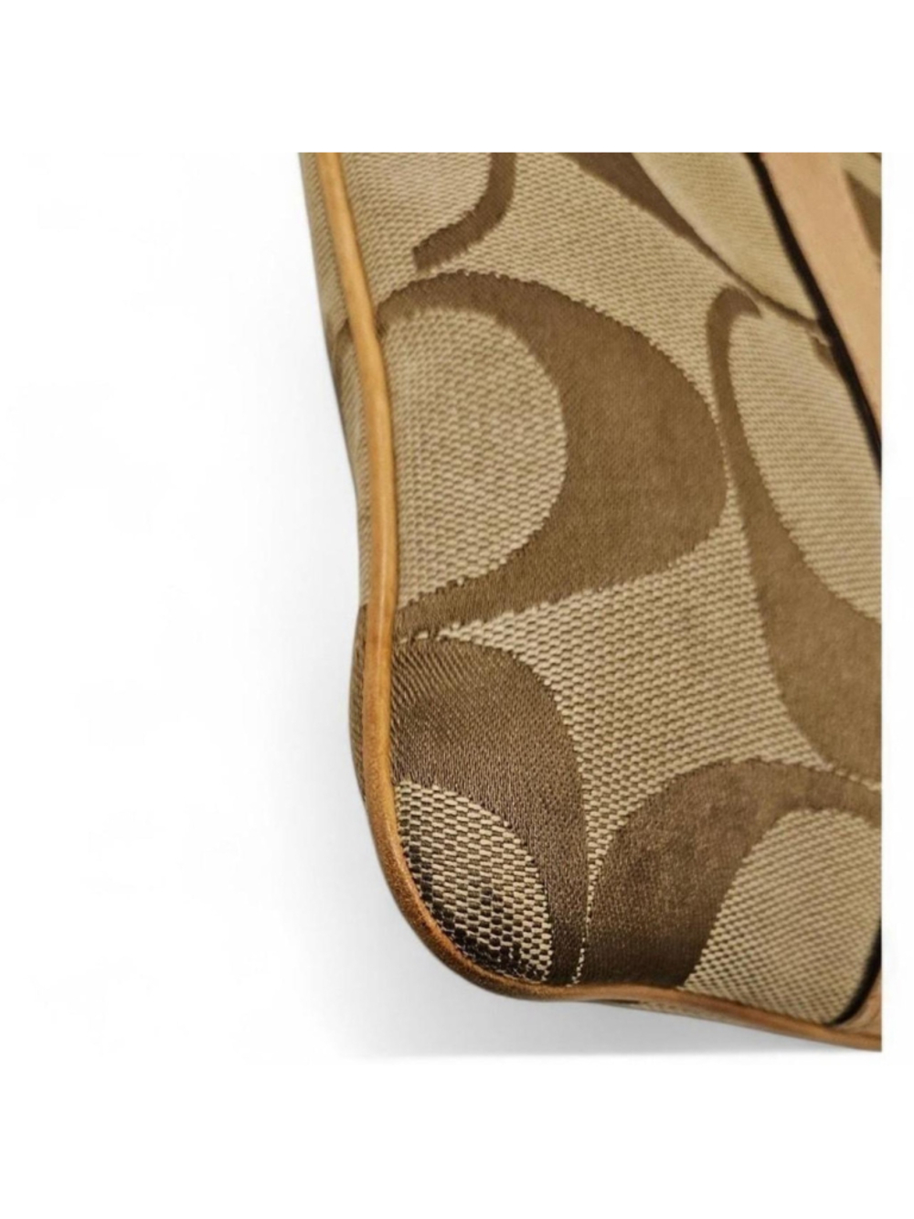 Coach Signature Jacquard Leather Crossbody Tan Brown - Picture 5 of 8